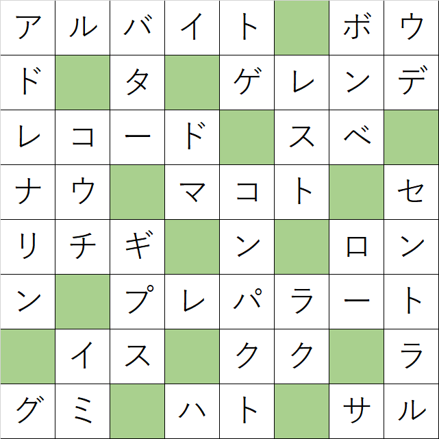 クロスワードde懸賞「No.1169　ドイツ語が由来の言葉クロス」の答え